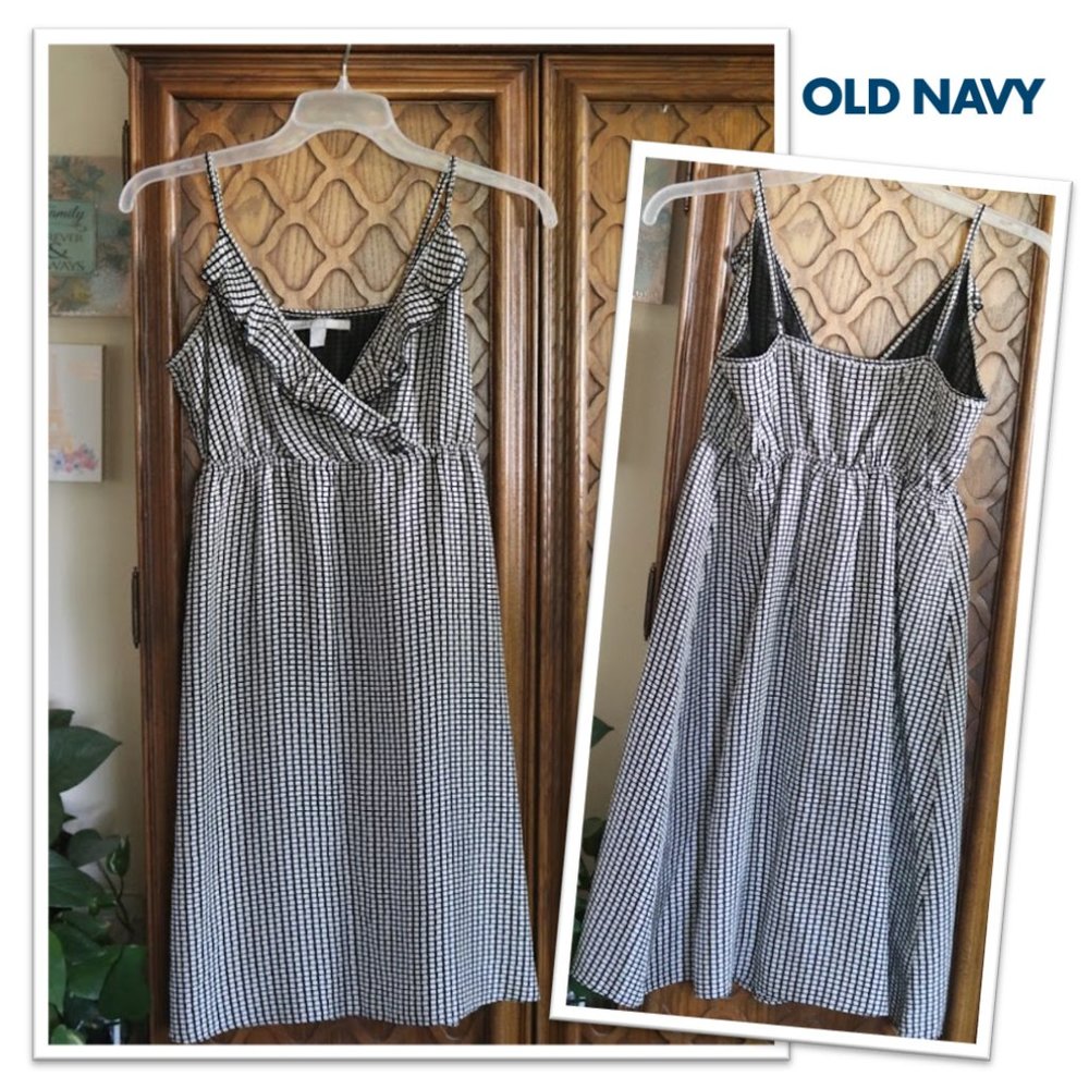 OLD NAVY Spaghetti Strap Cami Silk Dress - Black/ White, S